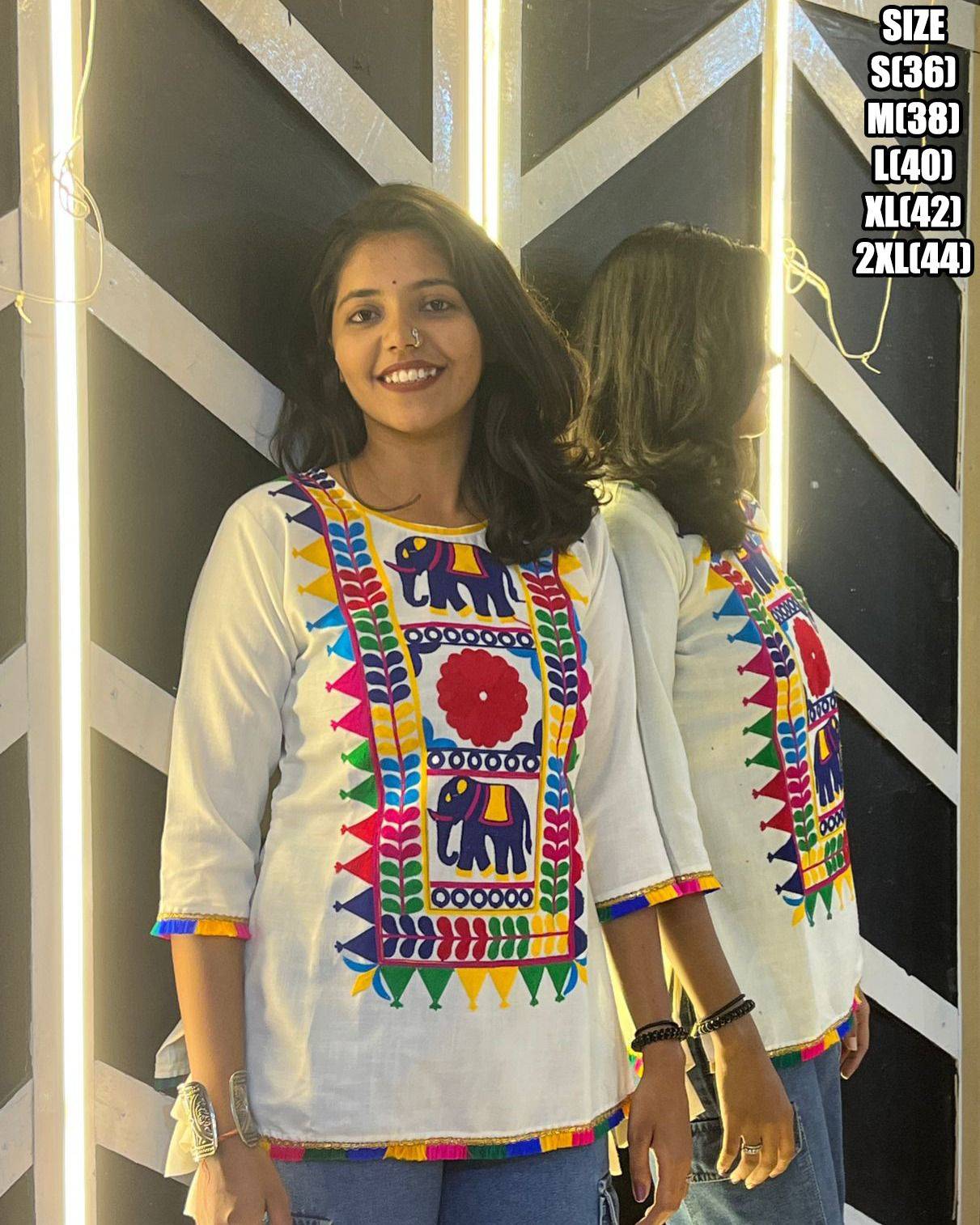 Navratri Tops By Kaamiri 01 To 02 Series Designer Stylish Fancy Colorful Beautiful Party Wear & Ethnic Wear Collection Cotton Embroidered Tops At Wholesale Price