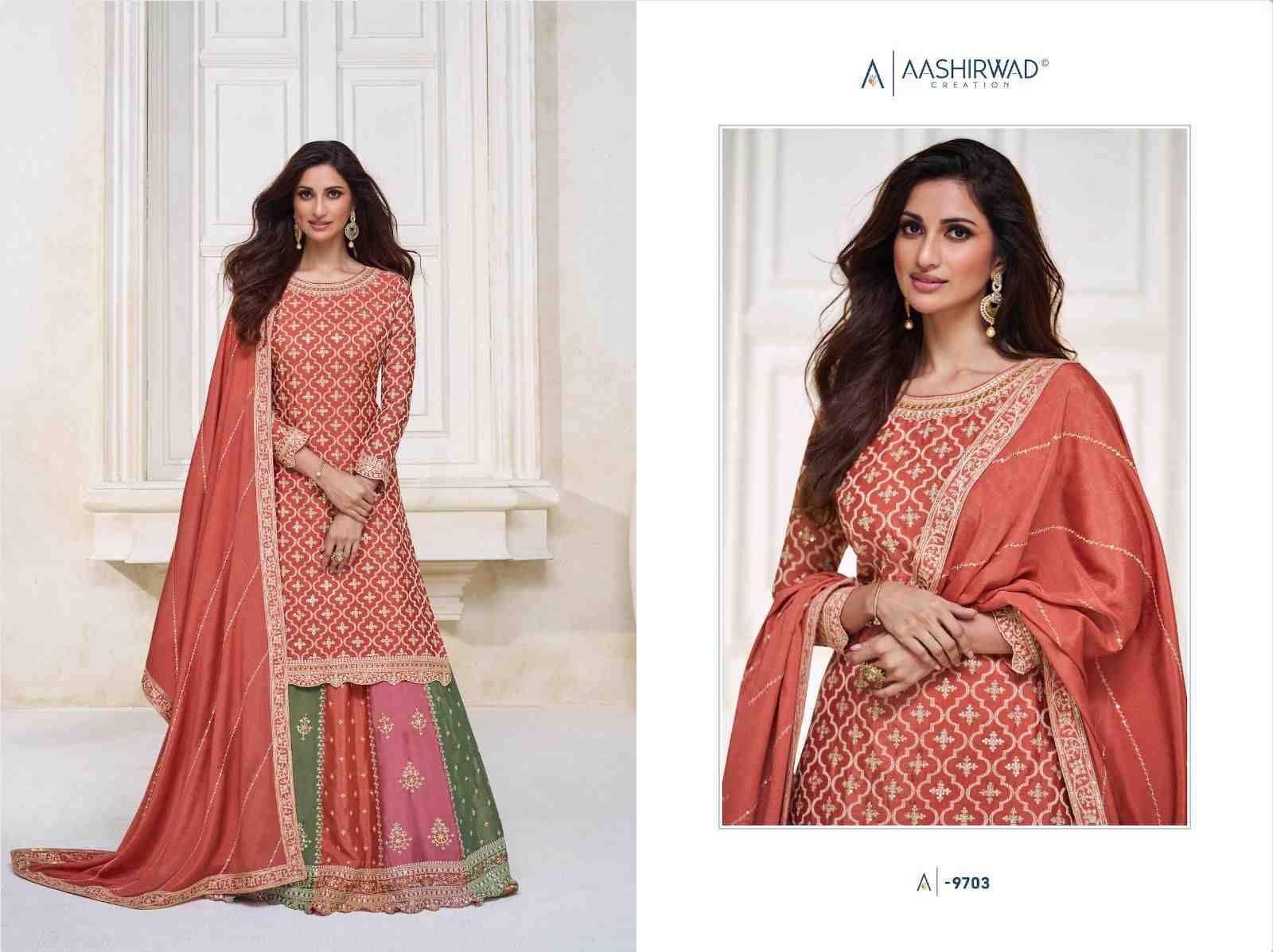 Colors By Aashirwad Creation 9701 To 9703 Series Beautiful Festive Suits Colorful Stylish Fancy Casual Wear & Ethnic Wear Chinnon Silk Dresses At Wholesale Price