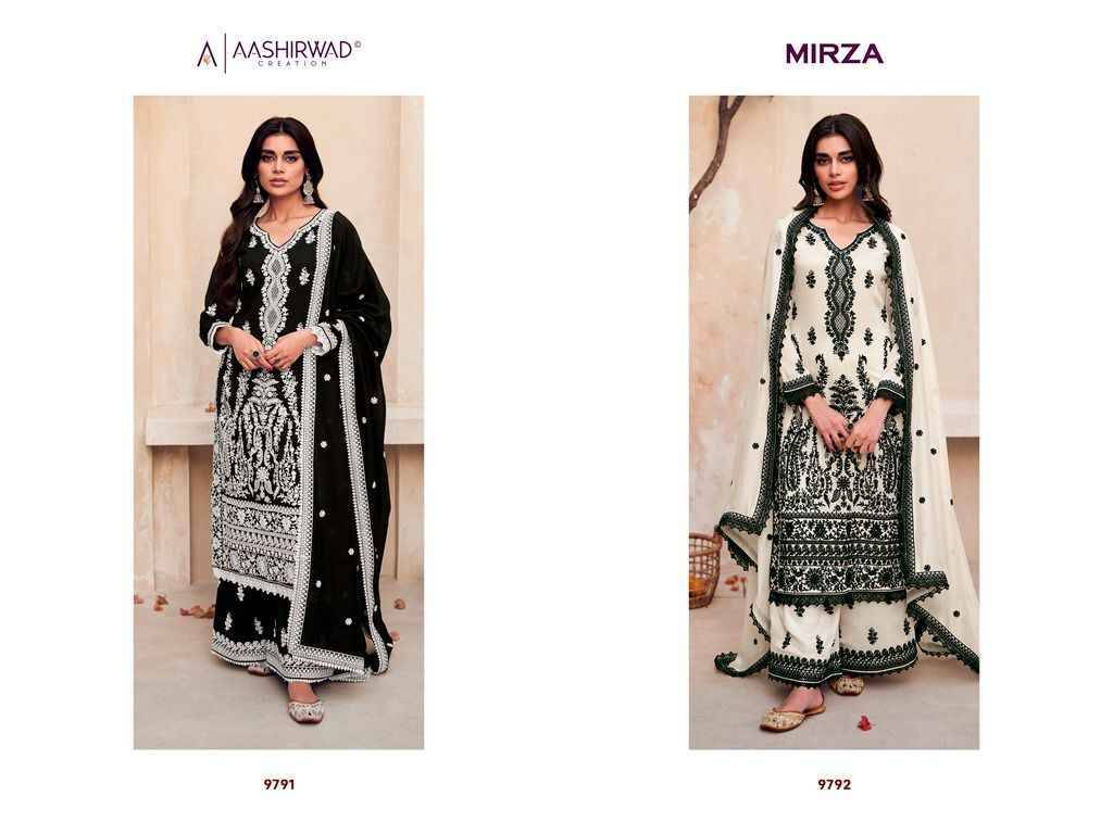 Mirza By Aashirwad Creation 9791 To 9792 Series Beautiful Sharara Suits Colorful Stylish Fancy Casual Wear & Ethnic Wear Premium Silk Dresses At Wholesale Price