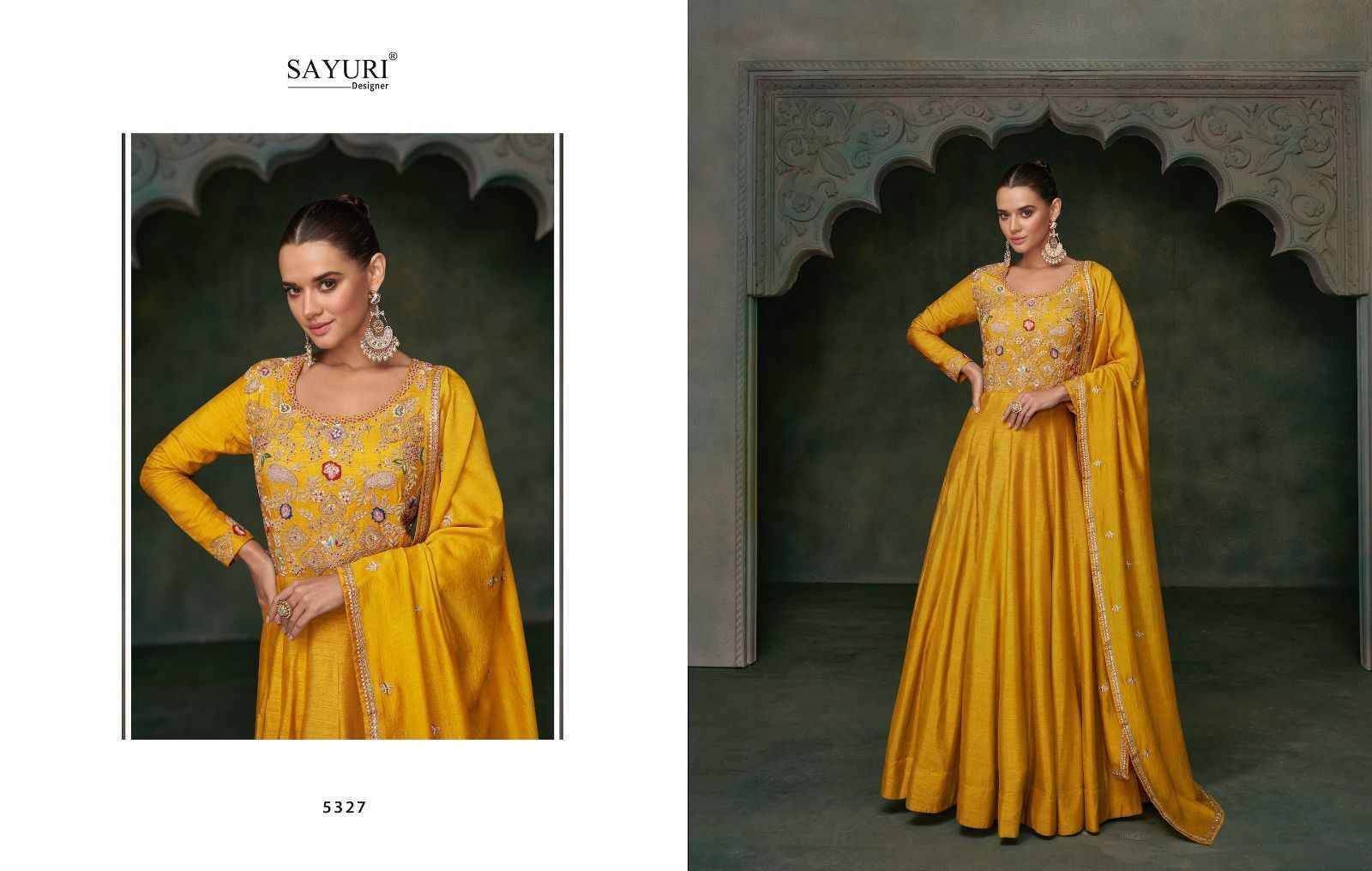 Bunaai By Sayuri 5326 To 5328 Series Beautiful Stylish Fancy Colorful Casual Wear & Ethnic Wear Premium Silk Gowns With Dupatta At Wholesale Price