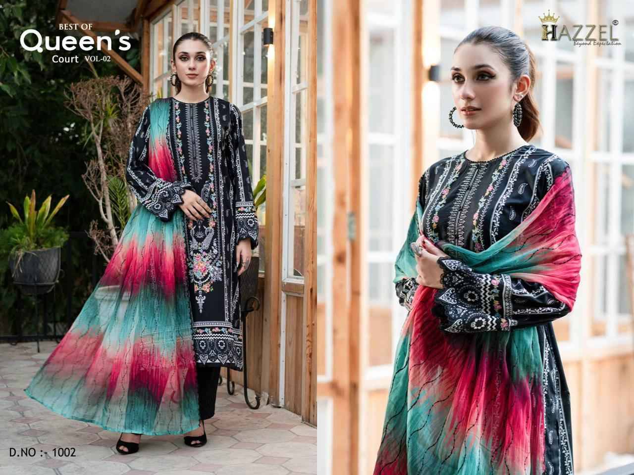 Best Of Queens Court Vol-2 By Hazzel 1001 To 1002 Series Designer Pakistani Suits Beautiful Fancy Stylish Colorful Party Wear & Occasional Wear Pure Cotton Print Embroidery Dresses At Wholesale Price