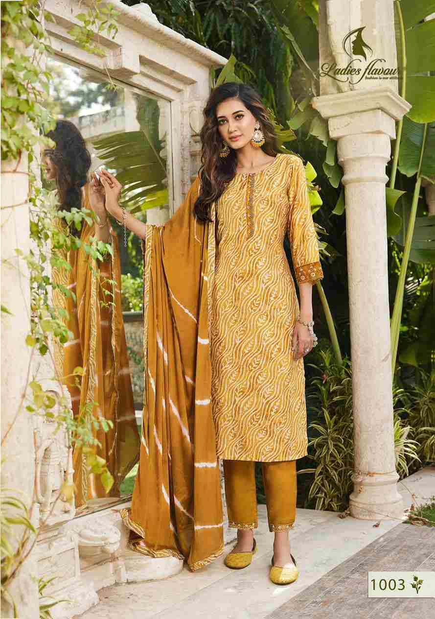 Muskan By Ladies Flavour 1001 To 1004 Series Beautiful Stylish Suits Fancy Colorful Casual Wear & Ethnic Wear & Ready To Wear Modal Chanderi Print With Embroidered Dresses At Wholesale Price