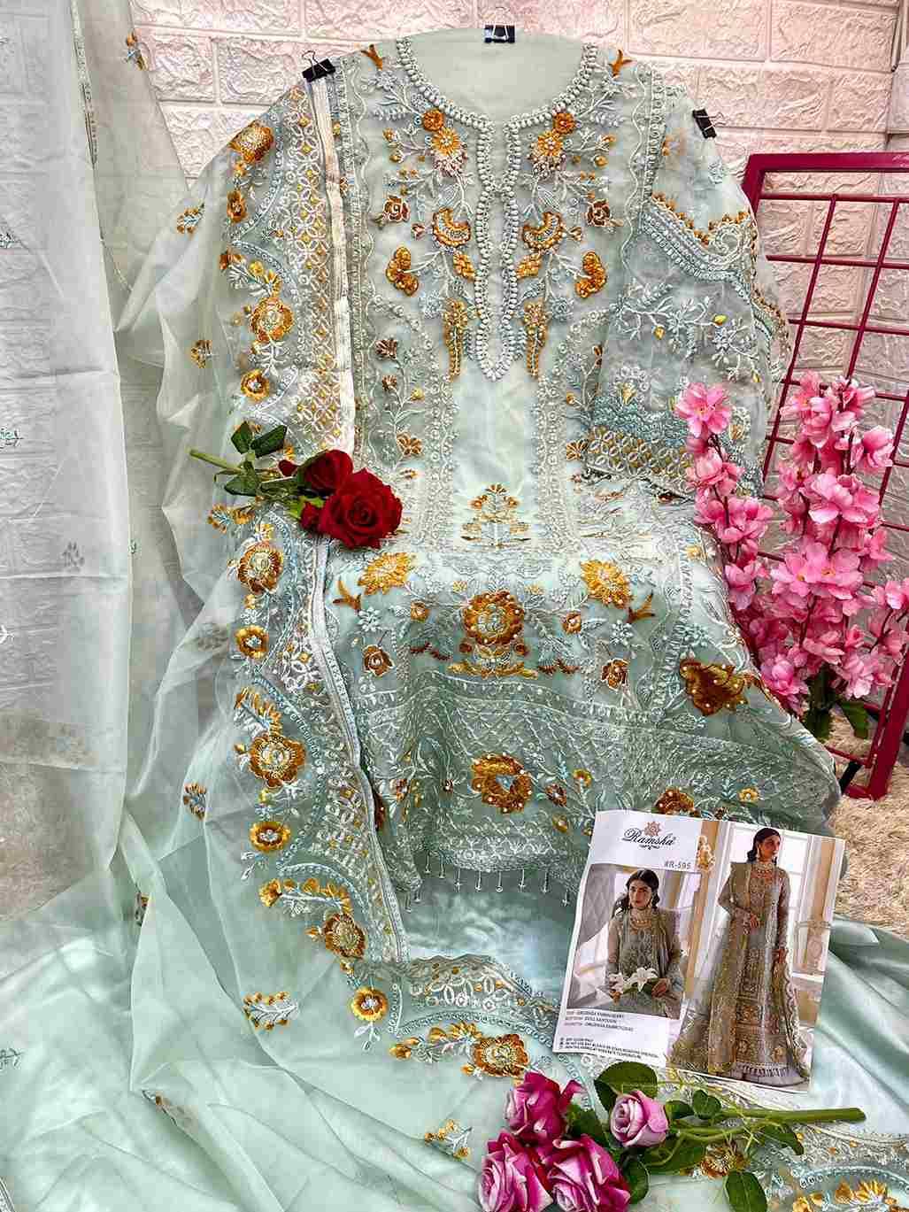 Ramsha Hit Design 595 By Ramsha Beautiful Pakistani Suits Colorful Stylish Fancy Casual Wear & Ethnic Wear Organza Embroidered Dresses At Wholesale Price