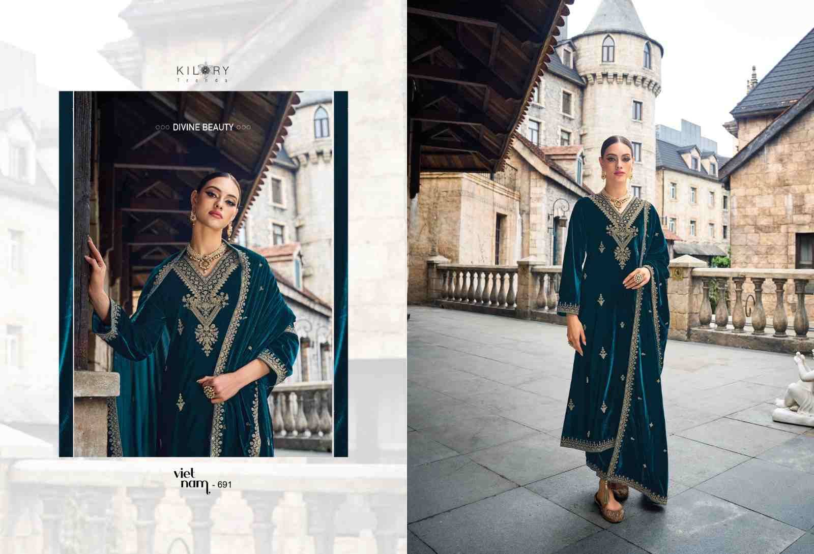 Noor-E-Ishq By Kilory 691 To 696 Series Beautiful Festive Suits Colorful Stylish Fancy Casual Wear & Ethnic Wear Heavy Velvet Embroidered Dresses At Wholesale Price