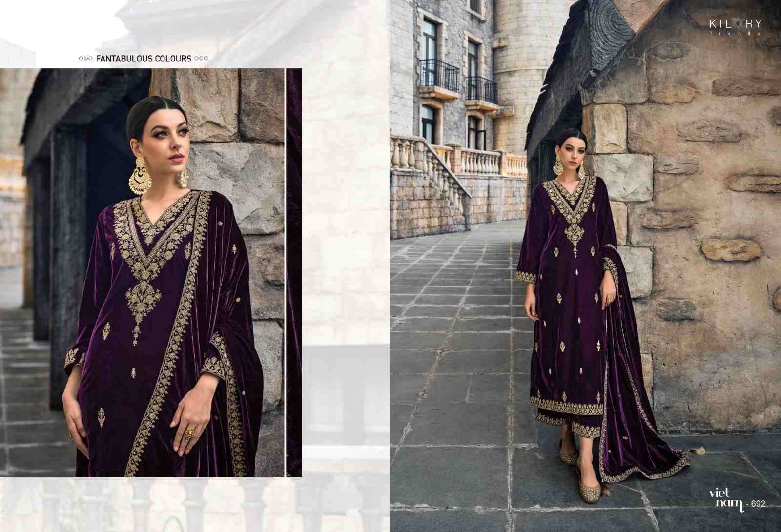 Noor-E-Ishq By Kilory 691 To 696 Series Beautiful Festive Suits Colorful Stylish Fancy Casual Wear & Ethnic Wear Heavy Velvet Embroidered Dresses At Wholesale Price