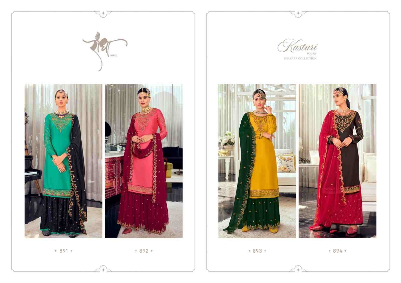 Kasturi Vol-2 By Radha Trendz 861 To 864 Series Beautiful Sharara Suits Colorful Stylish Fancy Casual Wear & Ethnic Wear Silk Georgette Embroidery Dresses At Wholesale Price