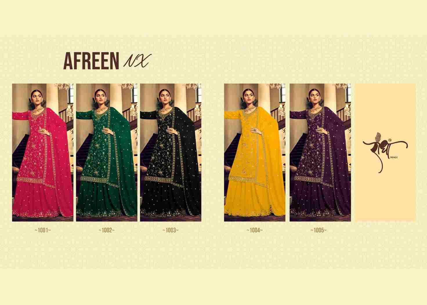 Afreen Nx By Radha Trendz 1001 To 1005 Series Beautiful Stylish Suits Fancy Colorful Casual Wear & Ethnic Wear & Ready To Wear Georgette Embroidered Dresses At Wholesale Price