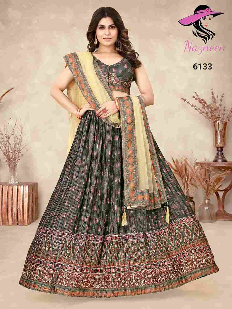Expression By Nazneen 6132 To 6136 Series Designer Beautiful Festive Collection Occasional Wear & Party Wear Chinnon Silk Lehengas At Wholesale Price