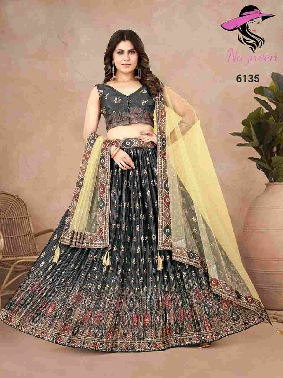 Expression By Nazneen 6132 To 6136 Series Designer Beautiful Festive Collection Occasional Wear & Party Wear Chinnon Silk Lehengas At Wholesale Price