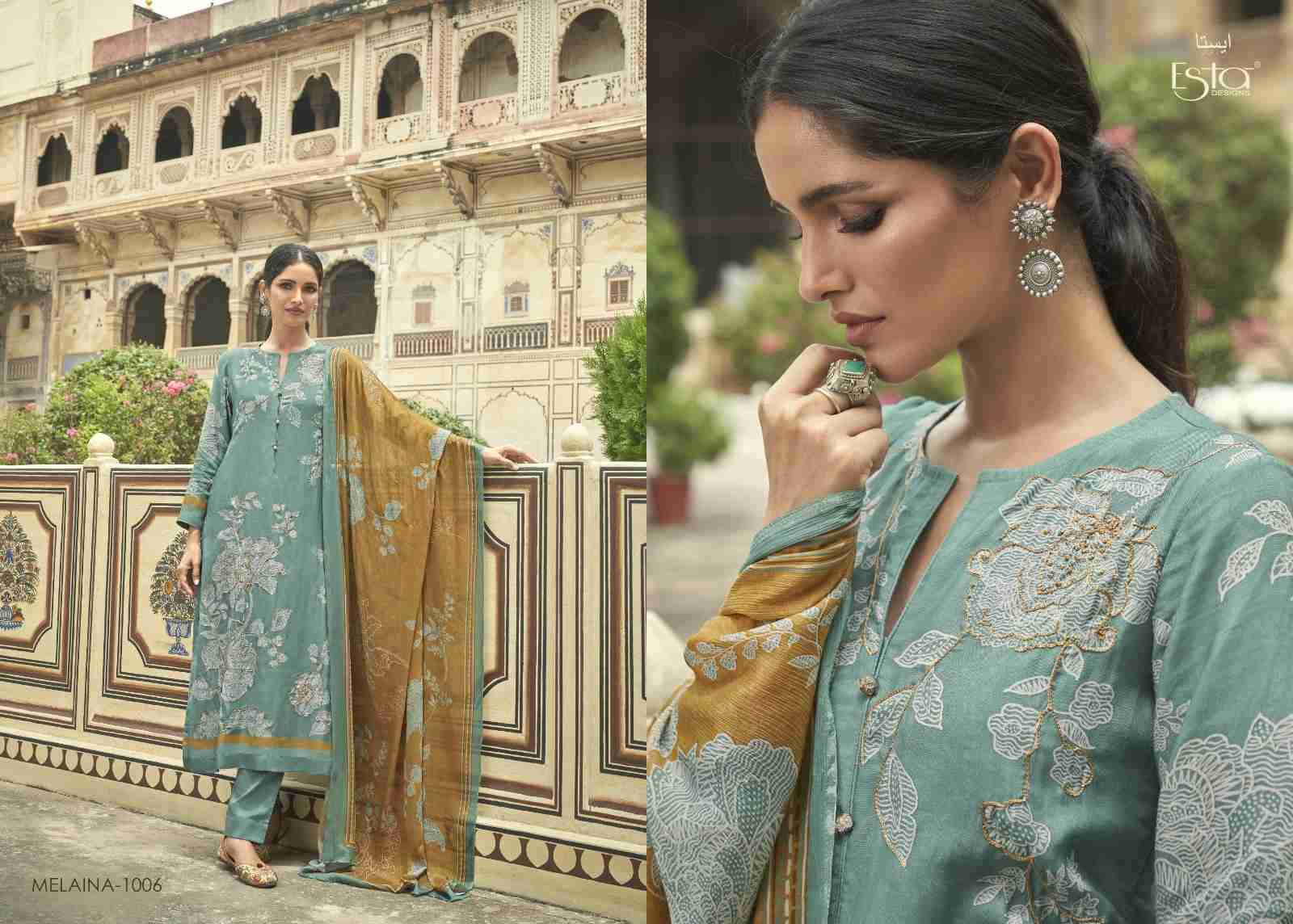 Melaina By Esta Designs 1001 To 1007 Series Beautiful Stylish Festive Suits Fancy Colorful Casual Wear & Ethnic Wear & Ready To Wear Muslin Digital Print Dresses At Wholesale Price