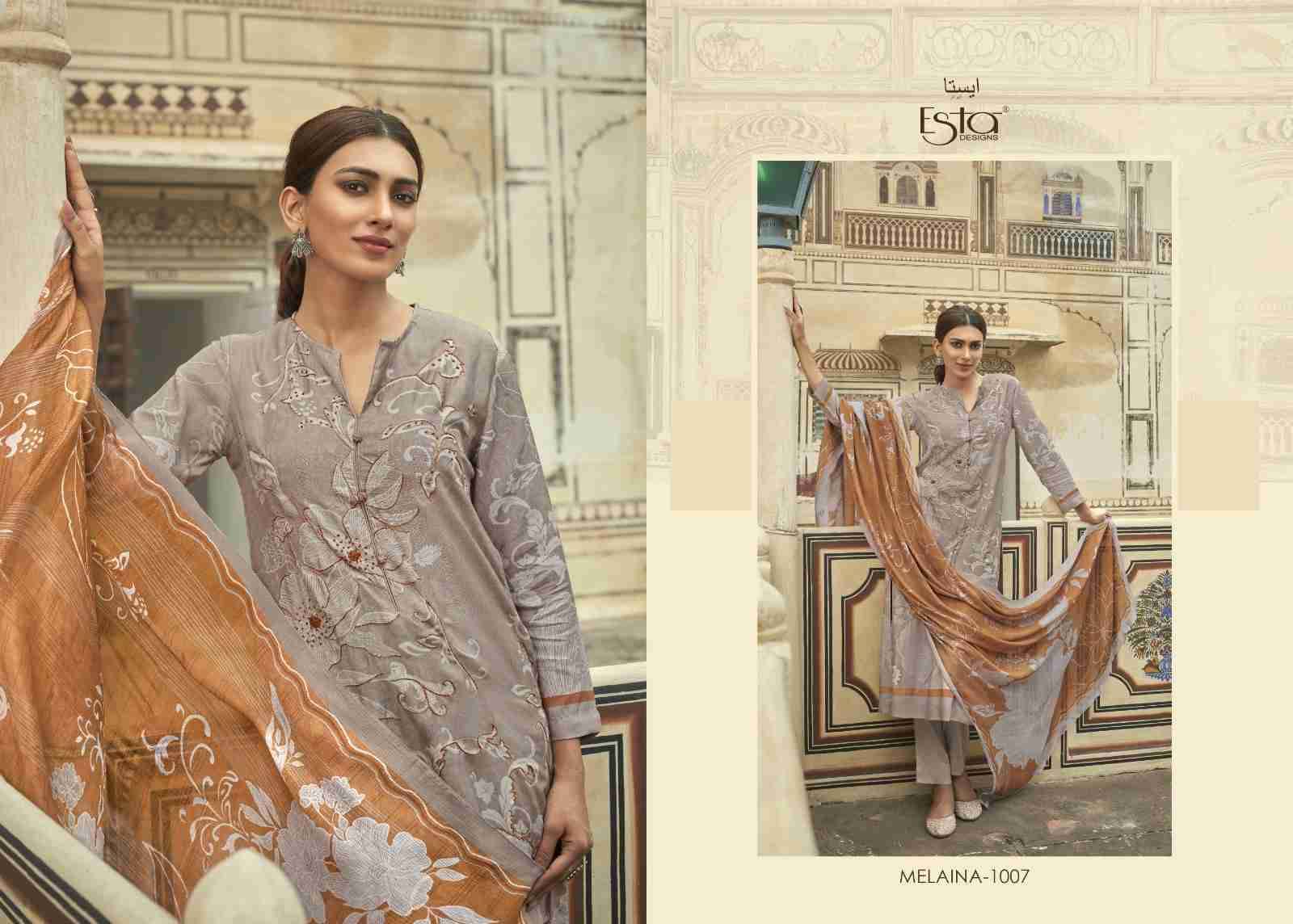 Melaina By Esta Designs 1001 To 1007 Series Beautiful Stylish Festive Suits Fancy Colorful Casual Wear & Ethnic Wear & Ready To Wear Muslin Digital Print Dresses At Wholesale Price