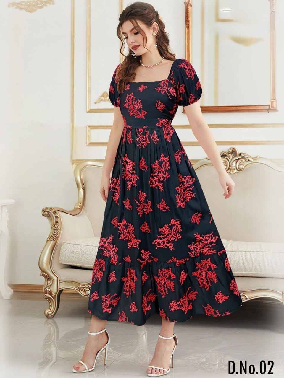 Western By Fashid Wholesale Beautiful Stylish Fancy Colorful Casual Wear & Ethnic Wear Rayon Cotton Gowns At Wholesale Price