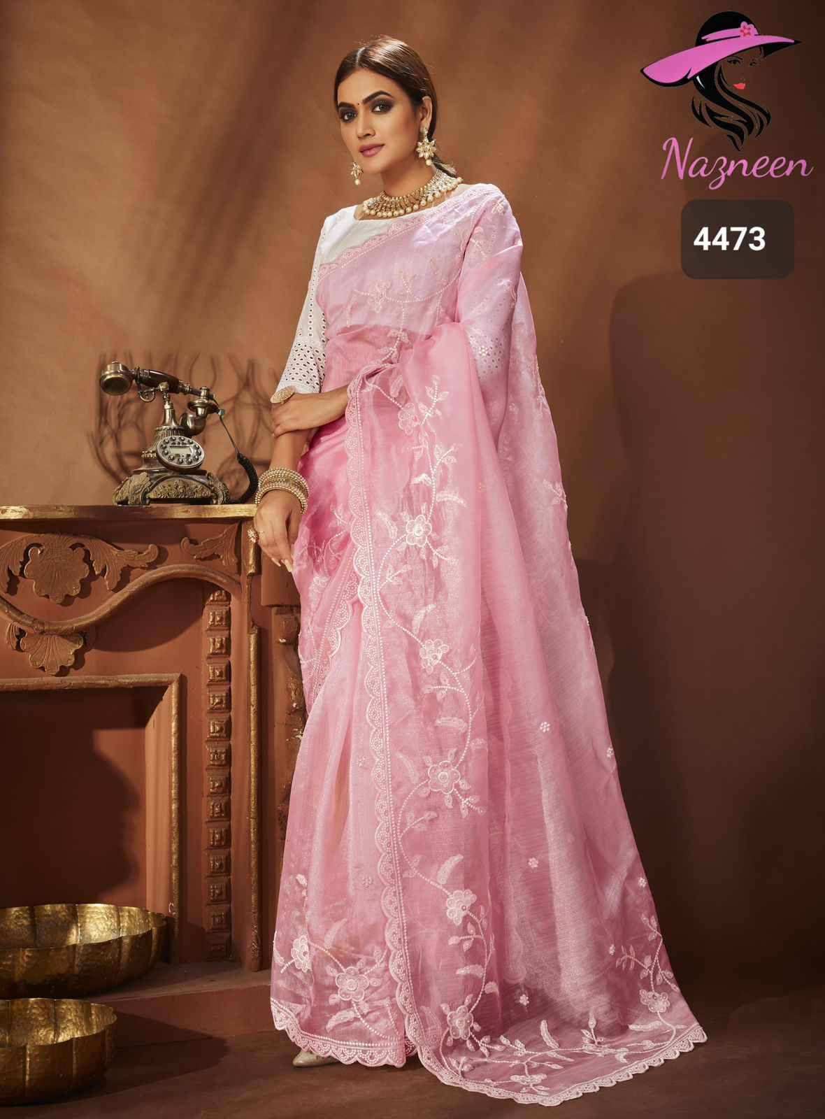 Aliya By Nazneen 4472 To 4474 Series Indian Traditional Wear Collection Beautiful Stylish Fancy Colorful Party Wear & Occasional Wear Khadi Organza Sarees At Wholesale Price
