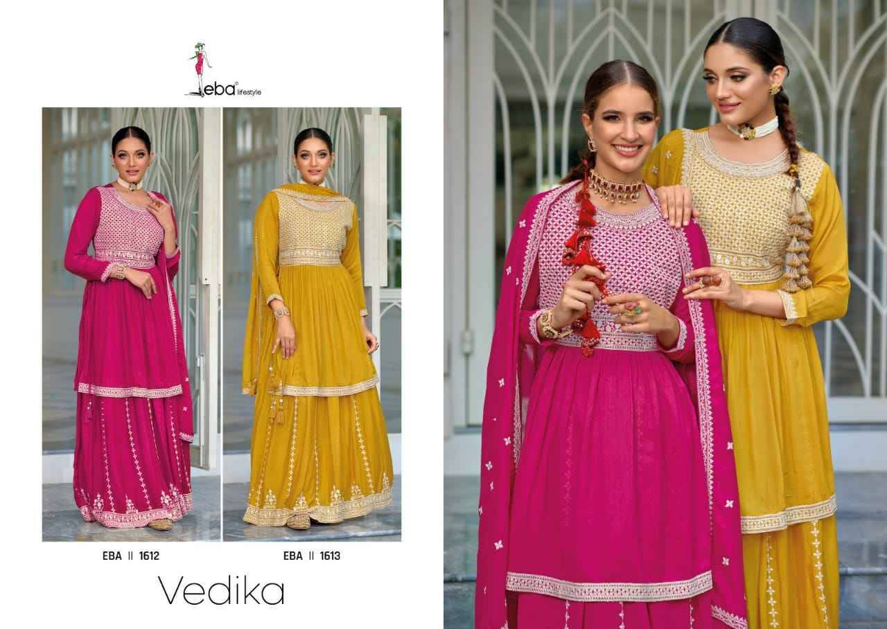Vedika By Eba Lifestyle 1612 To 1613 Series Beautiful Festive Suits Stylish Fancy Colorful Party Wear & Occasional Wear Premium Silk Embroidered Dresses At Wholesale Price