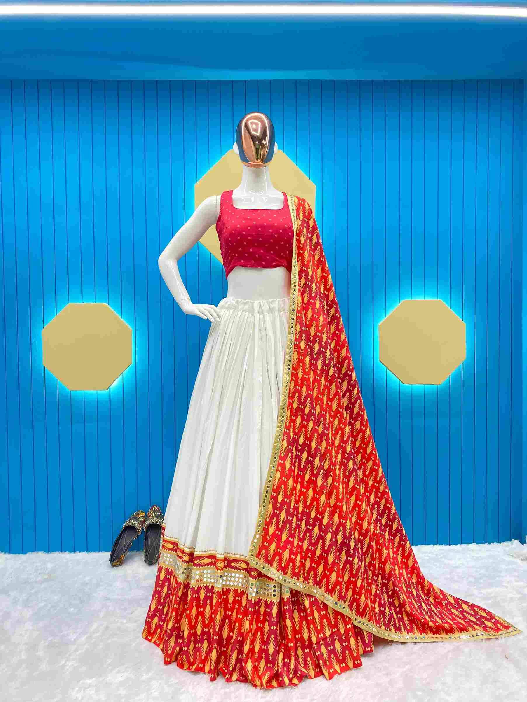L-589 By Fashid Wholesale Indian Traditional Beautiful Stylish Designer Banarasi Silk Jacquard Embroidered Party Wear Cotton Print Lehengas At Wholesale Price