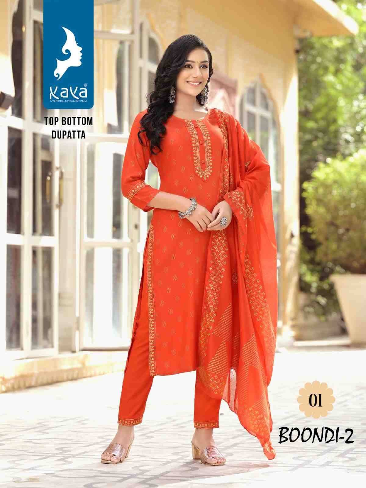 Boondi Vol-2 By Kaya 01 To 08 Series Festive Suits Collection Beautiful Stylish Fancy Colorful Party Wear & Occasional Wear Rayon Print Dresses At Wholesale Price