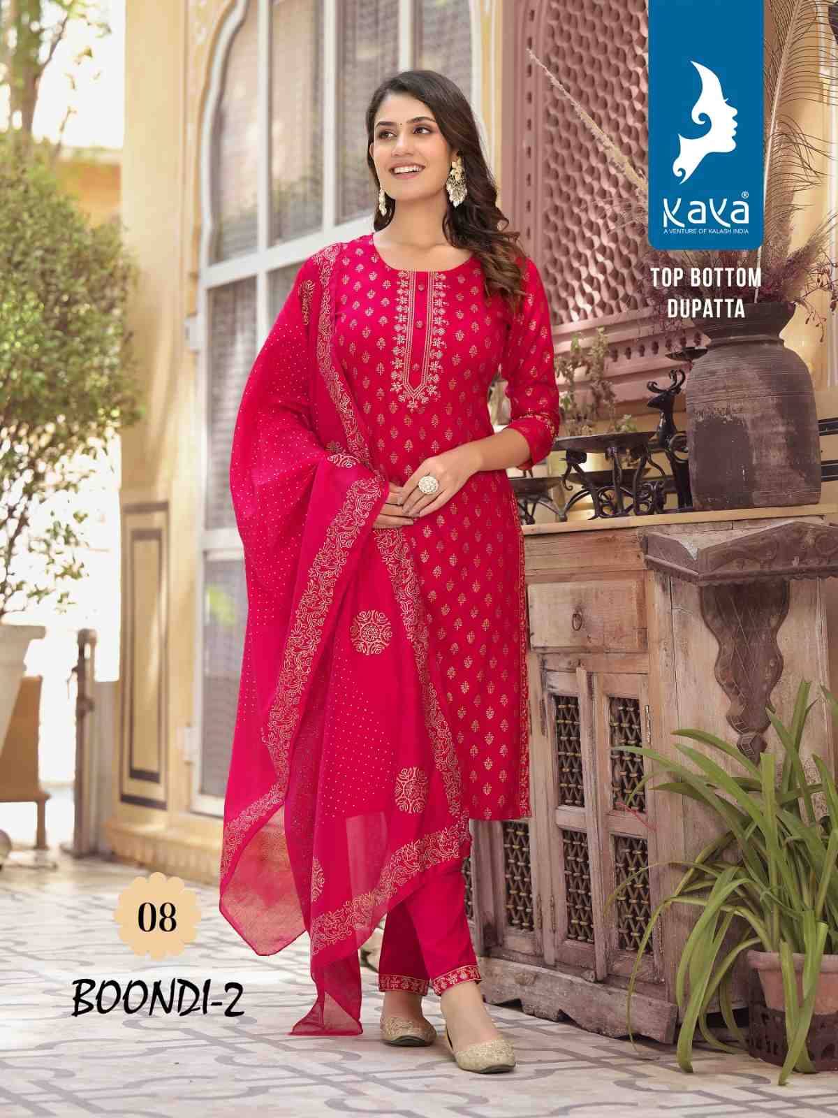 Boondi Vol-2 By Kaya 01 To 08 Series Festive Suits Collection Beautiful Stylish Fancy Colorful Party Wear & Occasional Wear Rayon Print Dresses At Wholesale Price
