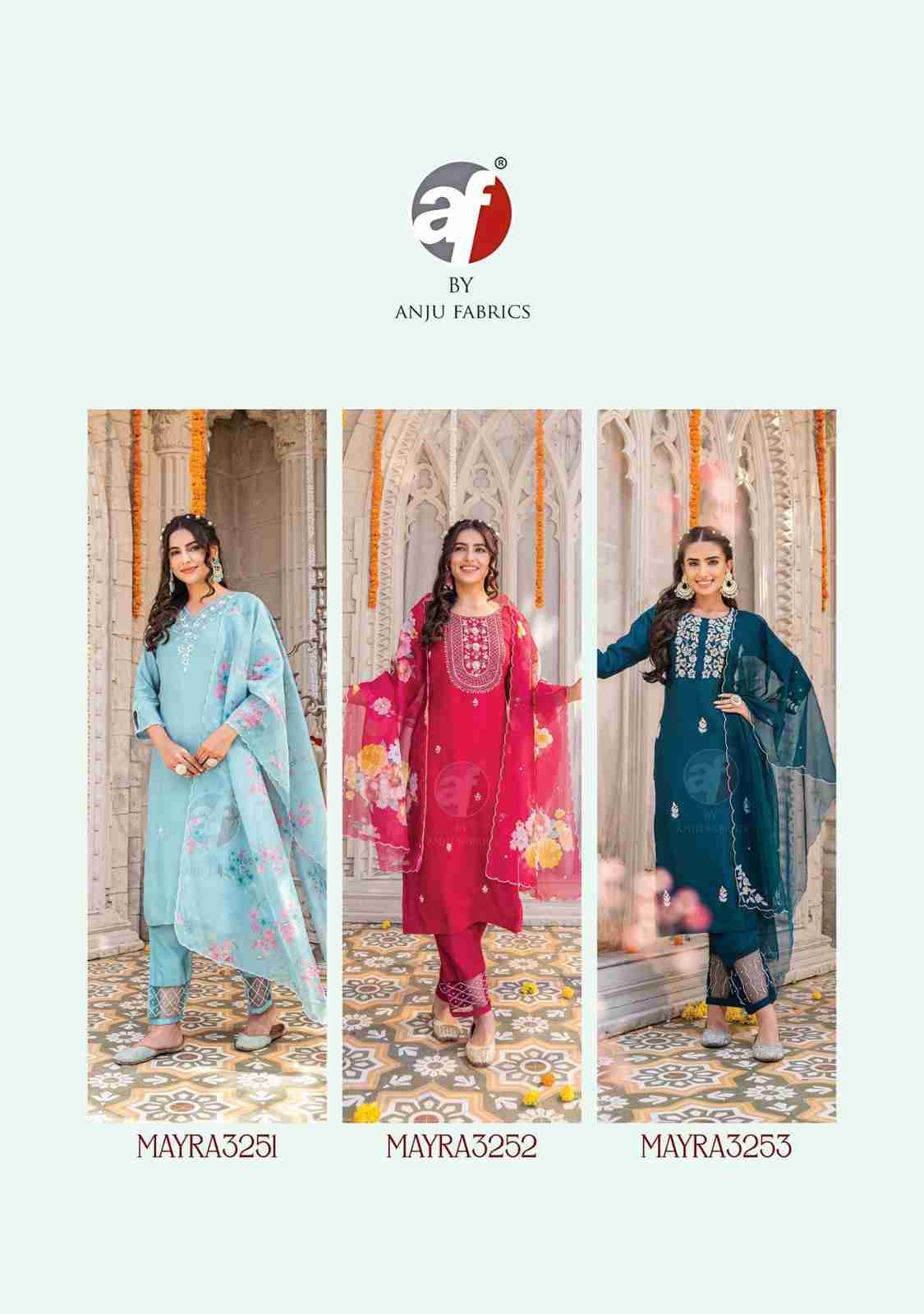 Mayra Vol-3 By Anju Fabrics 3251 To 3256 Series Festive Suits Collection Beautiful Stylish Fancy Colorful Party Wear & Occasional Wear Viscose Modal Dresses At Wholesale Price