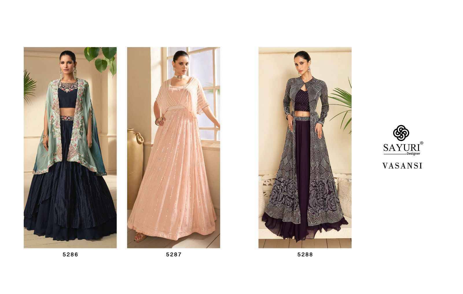 Vasansi By Sayuri 5286 To 5288 Series Festive Wear Collection Beautiful Stylish Colorful Fancy Party Wear & Occasional Wear Silk/Georgette Lehengas At Wholesale Price