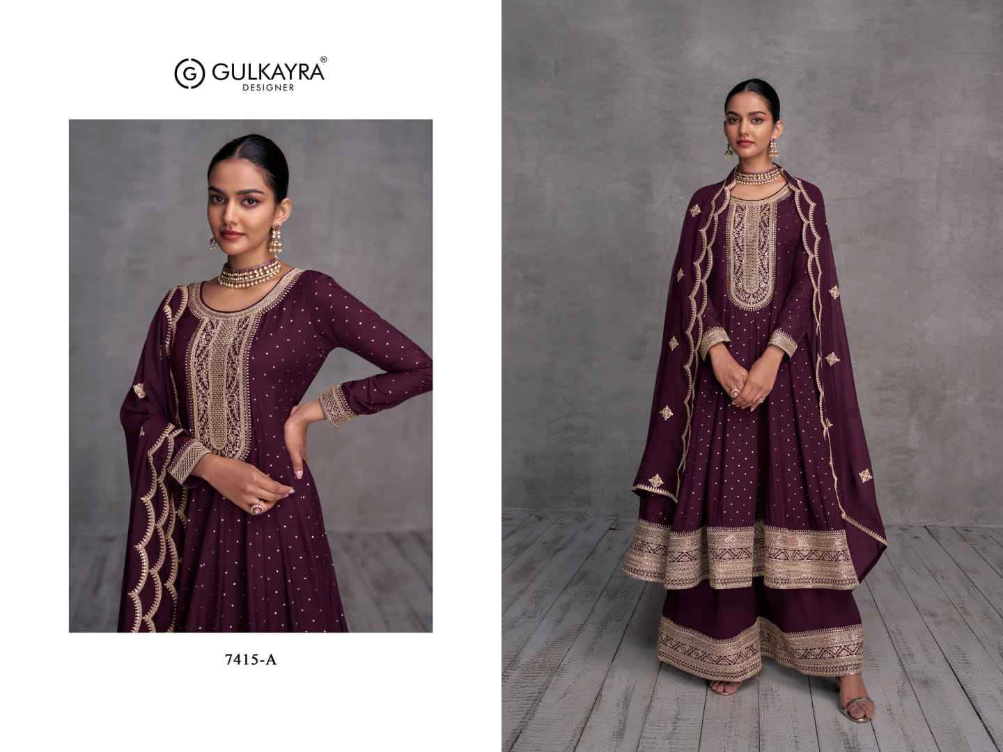 Shy-Girl By Gulkayra Designer 7415-A To 7415-E Series Beautiful Stylish Sharara Suits Fancy Colorful Casual Wear & Ethnic Wear & Ready To Wear Pure Georgette Dresses At Wholesale Price