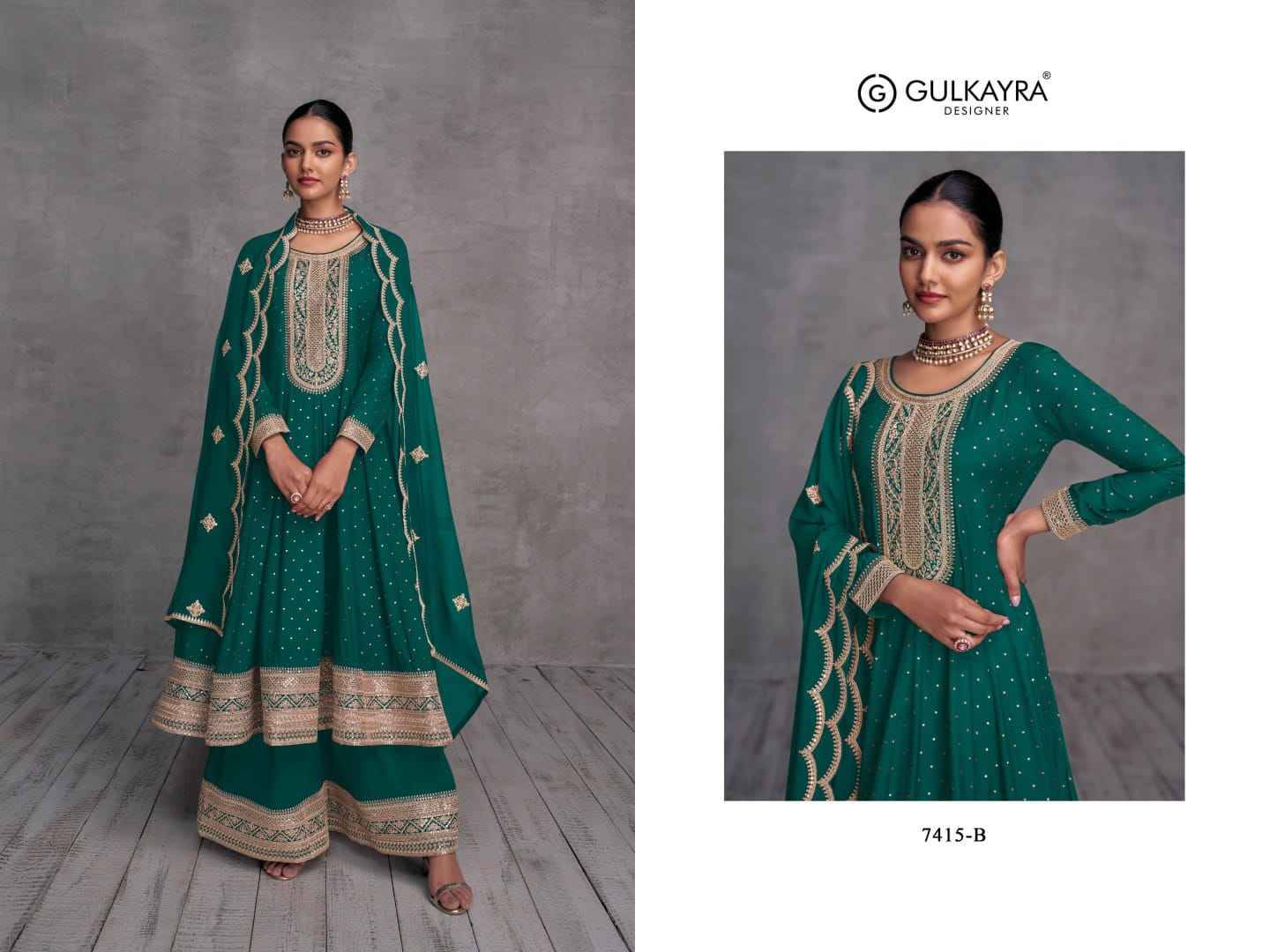 Shy-Girl By Gulkayra Designer 7415-A To 7415-E Series Beautiful Stylish Sharara Suits Fancy Colorful Casual Wear & Ethnic Wear & Ready To Wear Pure Georgette Dresses At Wholesale Price