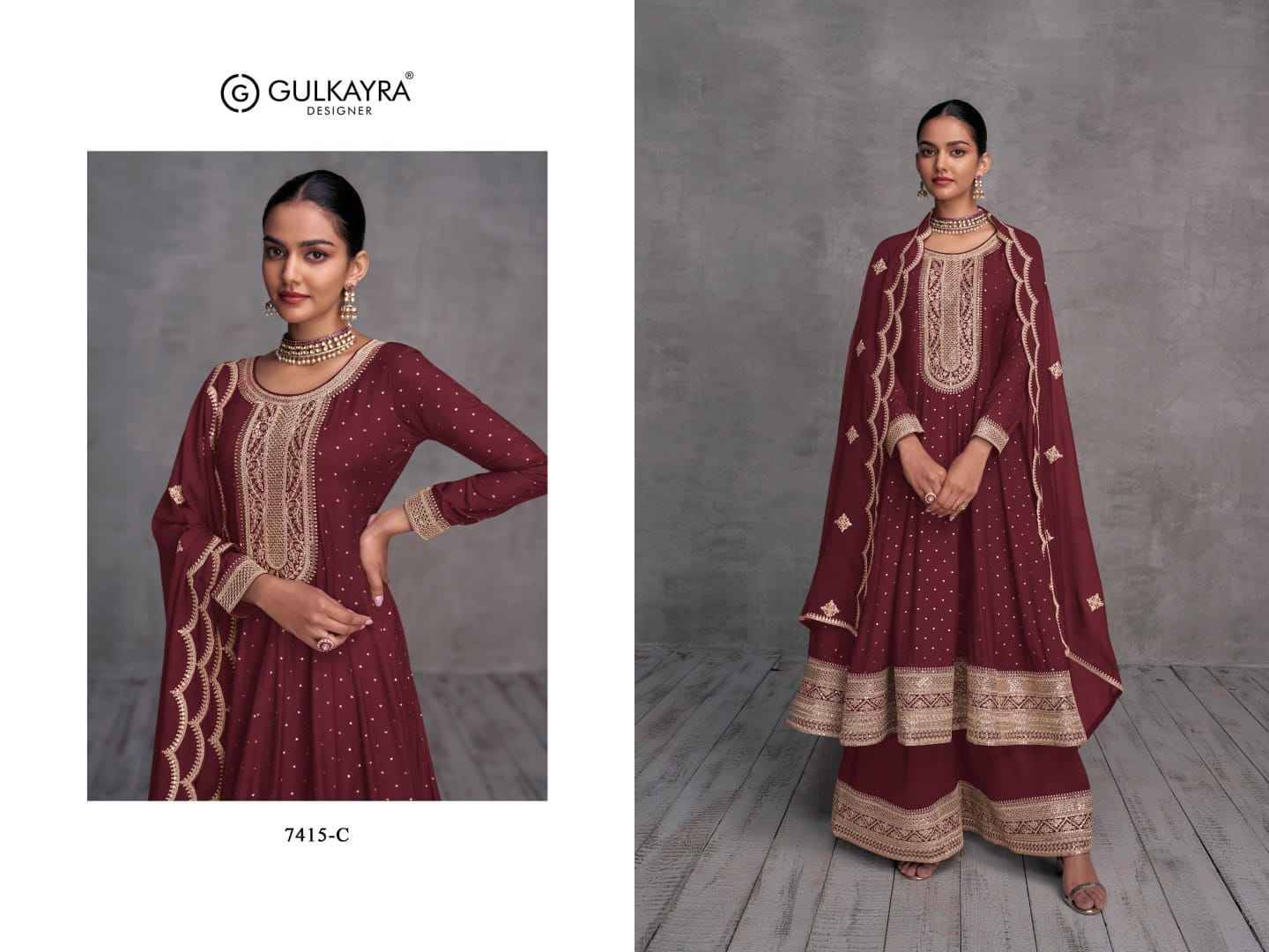 Shy-Girl By Gulkayra Designer 7415-A To 7415-E Series Beautiful Stylish Sharara Suits Fancy Colorful Casual Wear & Ethnic Wear & Ready To Wear Pure Georgette Dresses At Wholesale Price