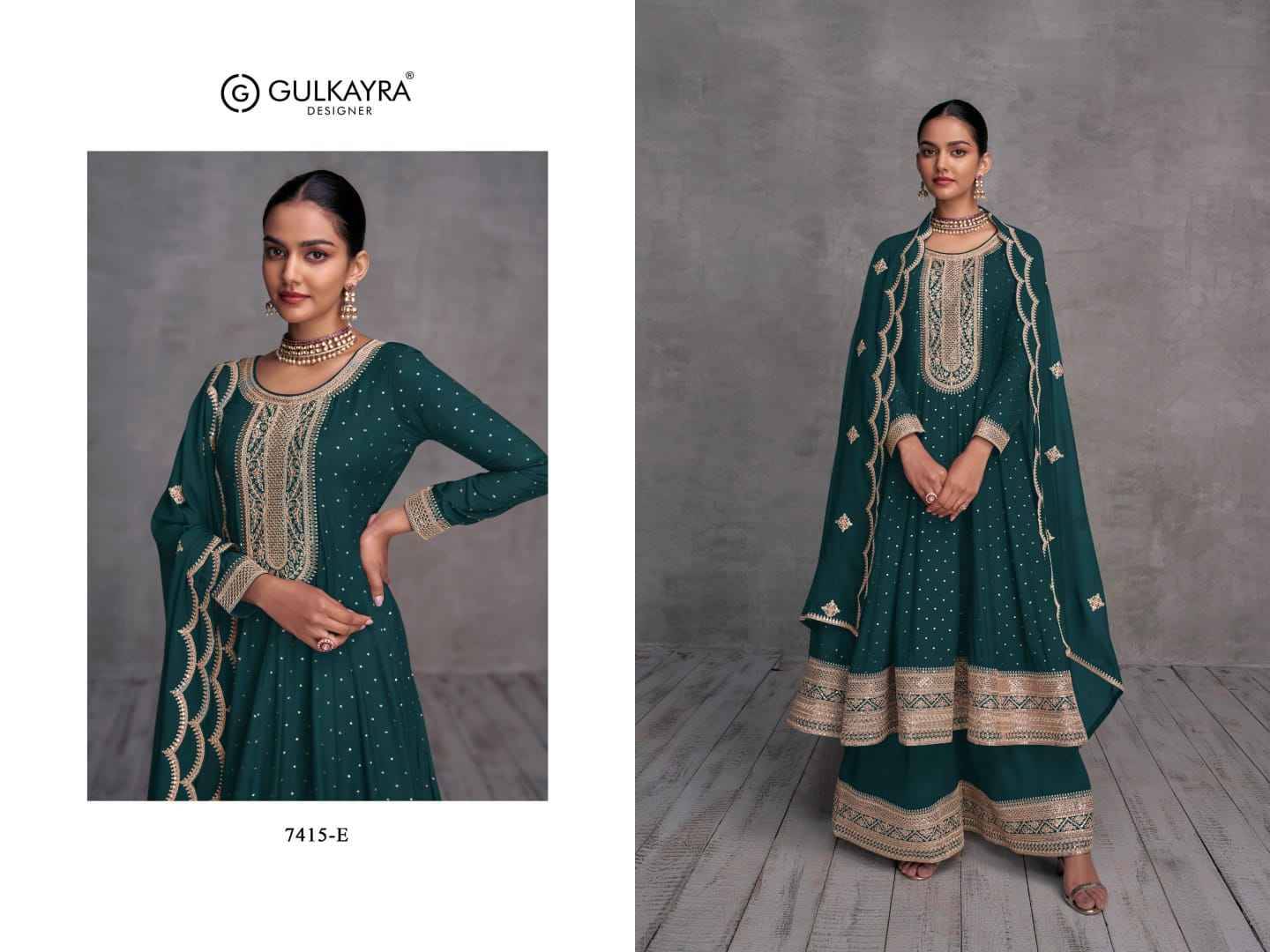 Shy-Girl By Gulkayra Designer 7415-A To 7415-E Series Beautiful Stylish Sharara Suits Fancy Colorful Casual Wear & Ethnic Wear & Ready To Wear Pure Georgette Dresses At Wholesale Price