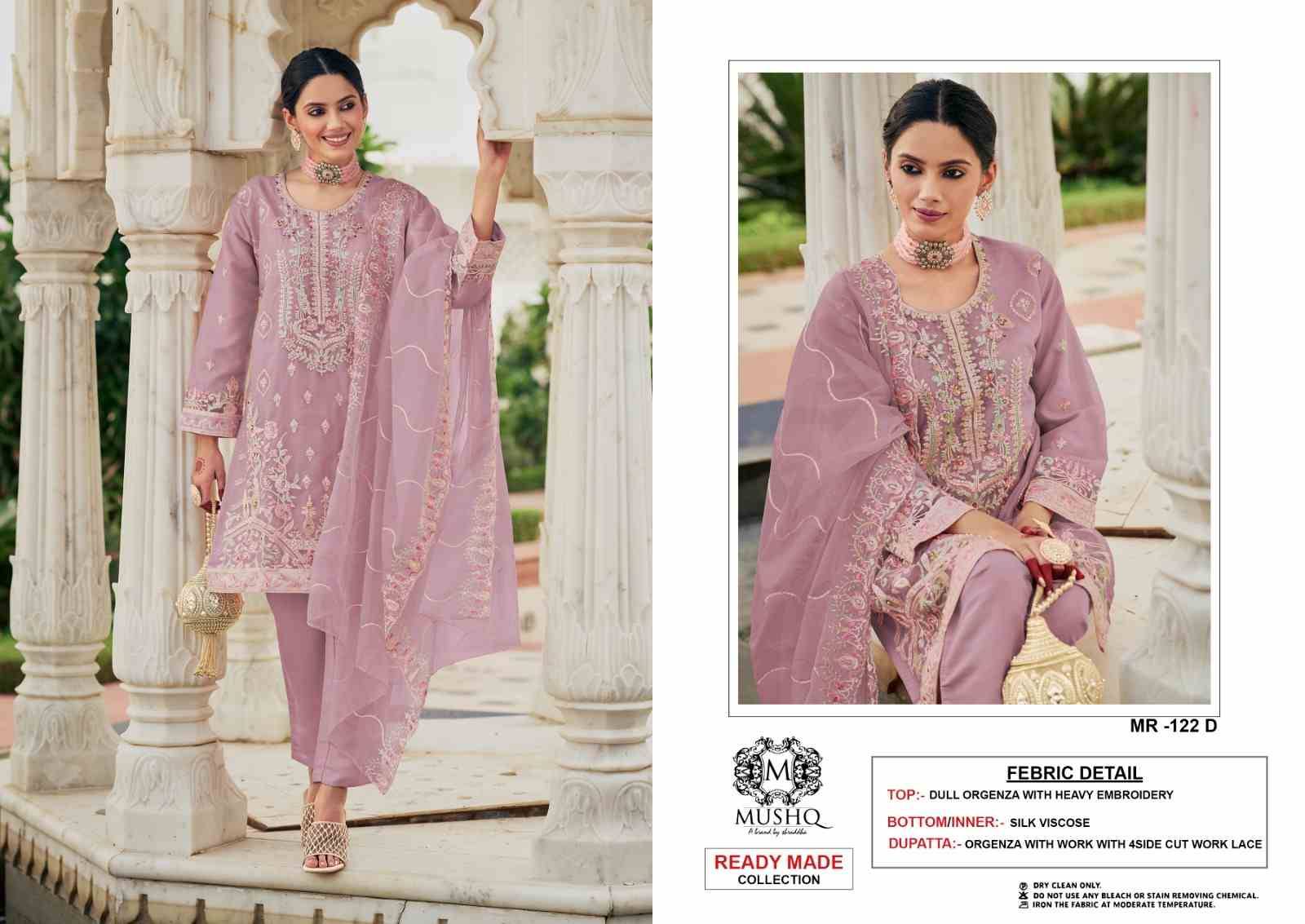 Mushq Hit Design 122 Colours By Mushq 122-A To 122-D Series Beautiful Pakistani Suits Colorful Stylish Fancy Casual Wear & Ethnic Wear Pure Organza Dresses At Wholesale Price