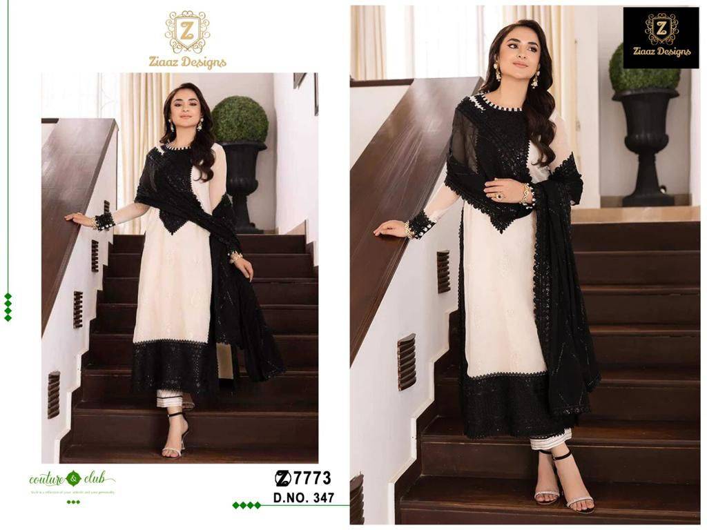Ziaaz Designs Hit Design 347 By Ziaaz Designs Beautiful Pakistani Suits Colorful Stylish Fancy Casual Wear & Ethnic Wear Georgette Dresses At Wholesale Price