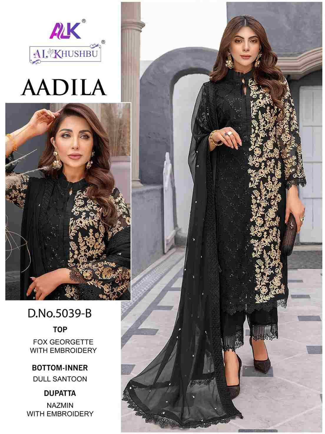 Aadila By Al Khushbu 5039-A To 5039-E Series Beautiful Pakistani Suits Colorful Stylish Fancy Casual Wear & Ethnic Wear Faux Georgette Embroidered Dresses At Wholesale Price