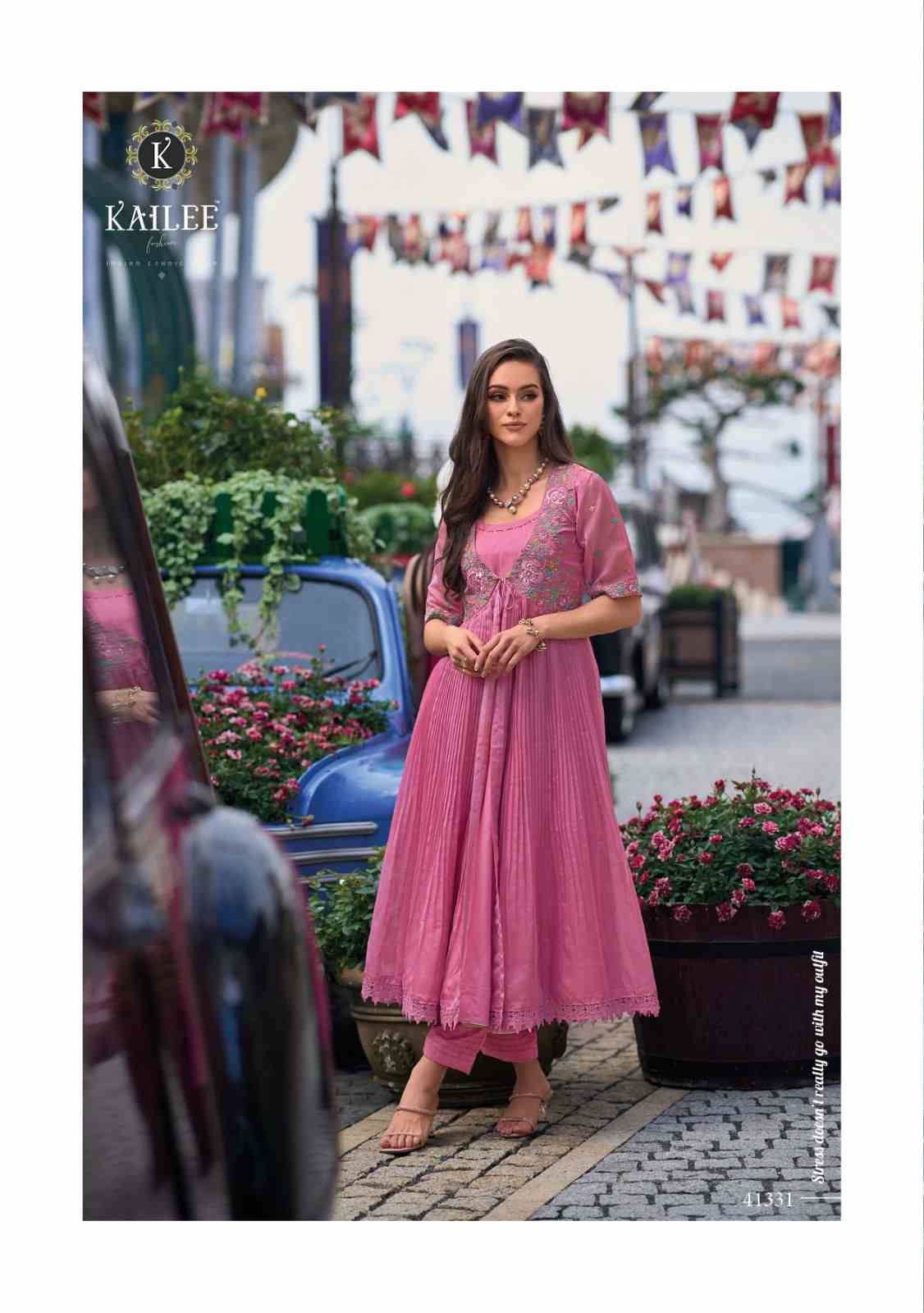 Floral By Kailee 41331 To 41334 Series Designer Stylish Fancy Colorful Beautiful Party Wear & Ethnic Wear Collection Viscose Organza Silk Kurtis With Bottom At Wholesale Price