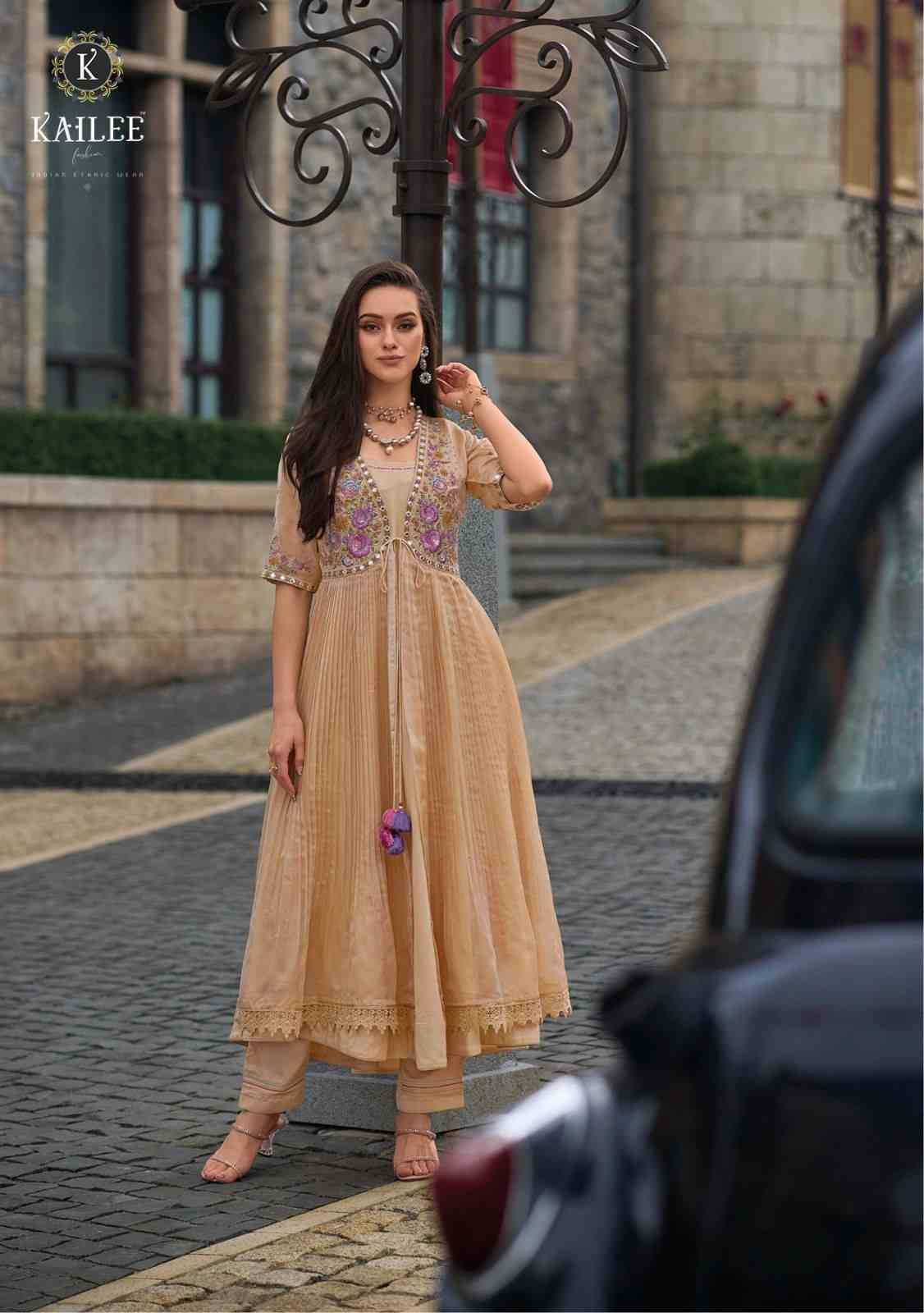 Floral By Kailee 41331 To 41334 Series Designer Stylish Fancy Colorful Beautiful Party Wear & Ethnic Wear Collection Viscose Organza Silk Kurtis With Bottom At Wholesale Price
