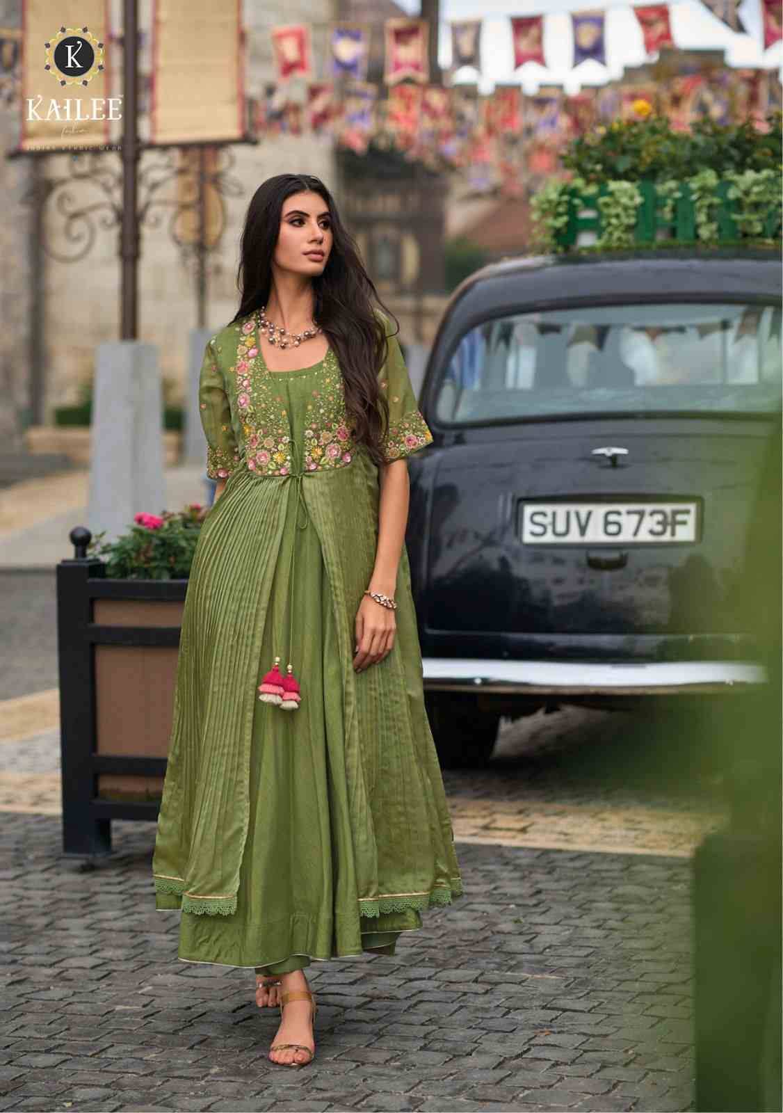 Floral By Kailee 41331 To 41334 Series Designer Stylish Fancy Colorful Beautiful Party Wear & Ethnic Wear Collection Viscose Organza Silk Kurtis With Bottom At Wholesale Price