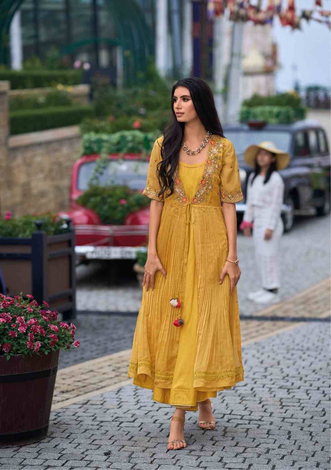 Floral By Kailee 41331 To 41334 Series Designer Stylish Fancy Colorful Beautiful Party Wear & Ethnic Wear Collection Viscose Organza Silk Kurtis With Bottom At Wholesale Price