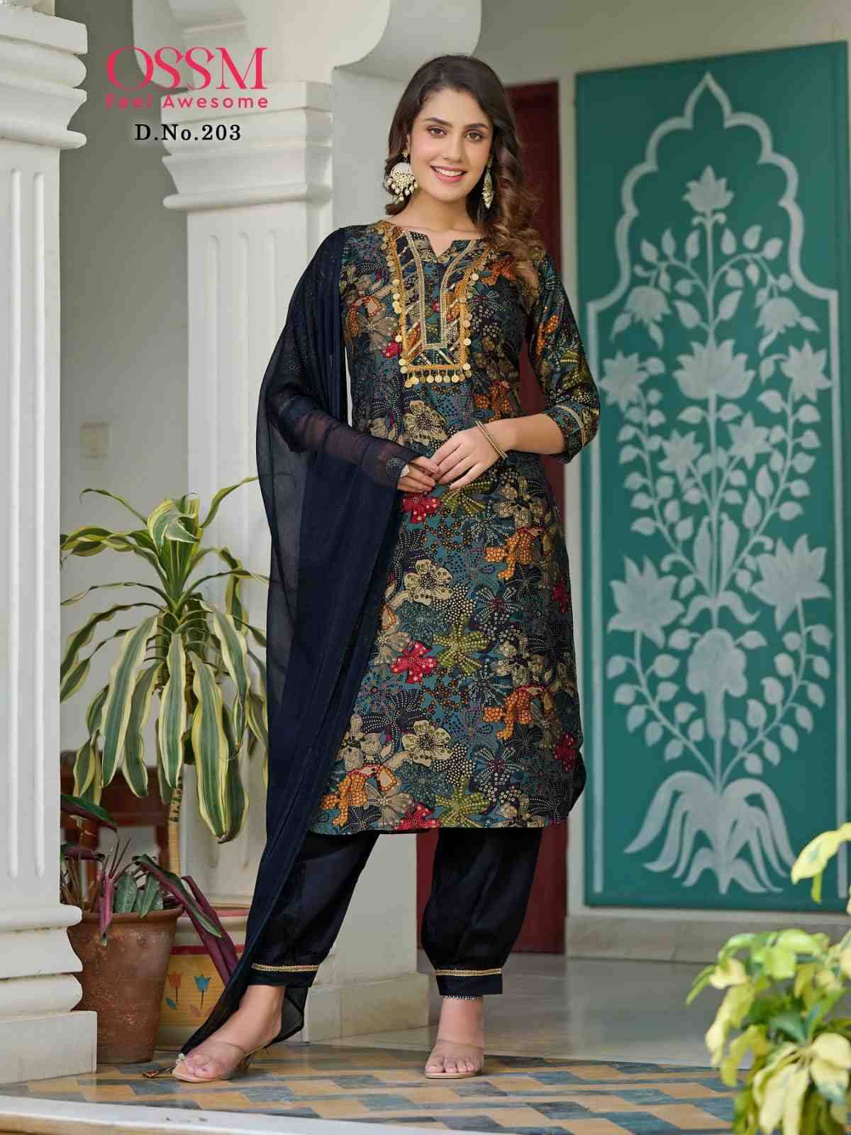 Afghani Vol-2 By Ossm 201 To 206 Series Beautiful Festive Suits Colorful Stylish Fancy Casual Wear & Ethnic Wear Chanderi Foil  Dresses At Wholesale Price