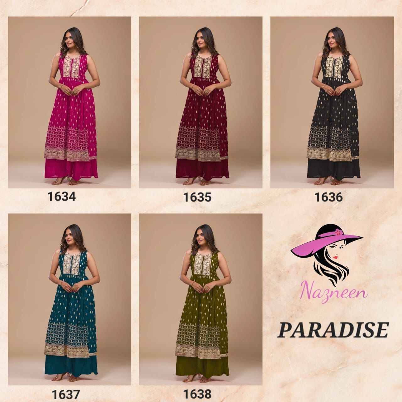 Paradise By Nazneen 1634 To 1638 Series Beautiful Festive Suits Colorful Stylish Fancy Casual Wear & Ethnic Wear Heavy Georgette Dresses At Wholesale Price