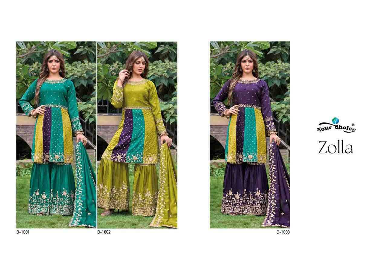 Zolla By Your Choice 1001 To 1003 Series Beautiful Sharara Suits Colorful Stylish Fancy Casual Wear & Ethnic Wear Premium Silk Dresses At Wholesale Price