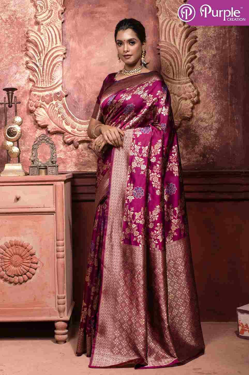 Zari Vol-4 By Purple Creation 01 To 04 Series Indian Traditional Wear Collection Beautiful Stylish Fancy Colorful Party Wear & Occasional Wear Banarasi Silk Sarees At Wholesale Price