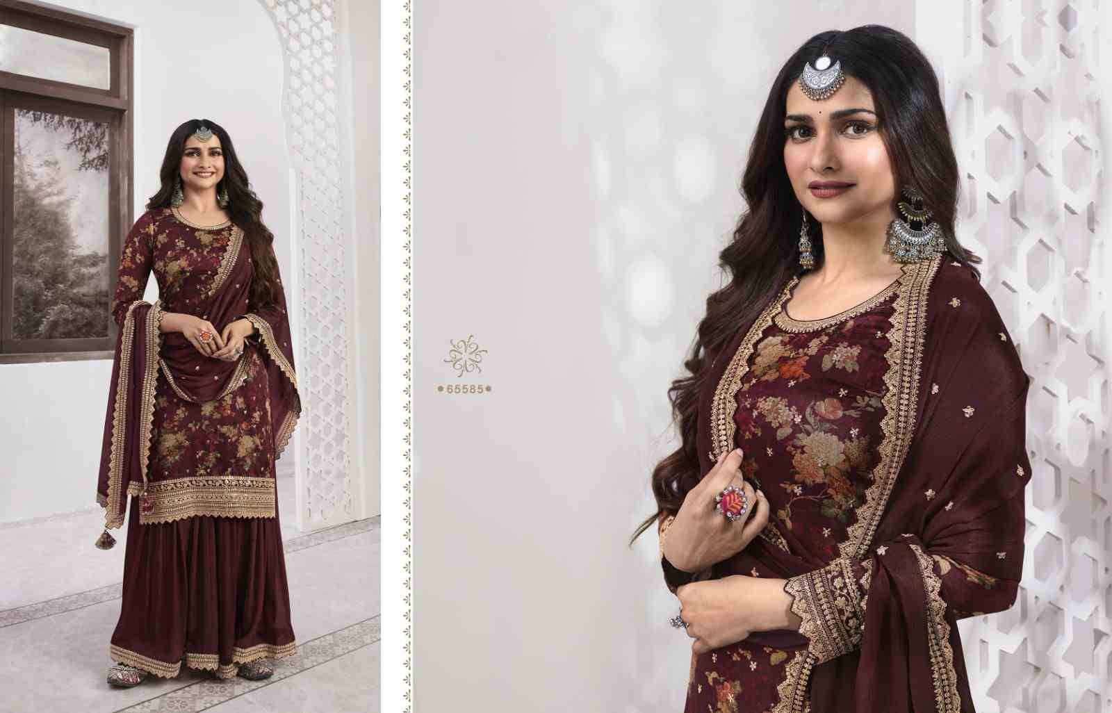 Swara By Vinay Fashion 65581 To 65586 Series Beautiful Stylish Sharara Suits Fancy Colorful Casual Wear & Ethnic Wear & Ready To Wear Georgette Silk Embroidered Dresses At Wholesale Price