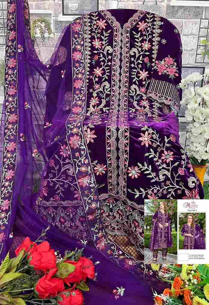 Motifz Hit Design 382 Colours By Motifz 382-A To 382-D Series Beautiful Pakistani Suits Colorful Stylish Fancy Casual Wear & Ethnic Wear Velvet Embroidered Dresses At Wholesale Price