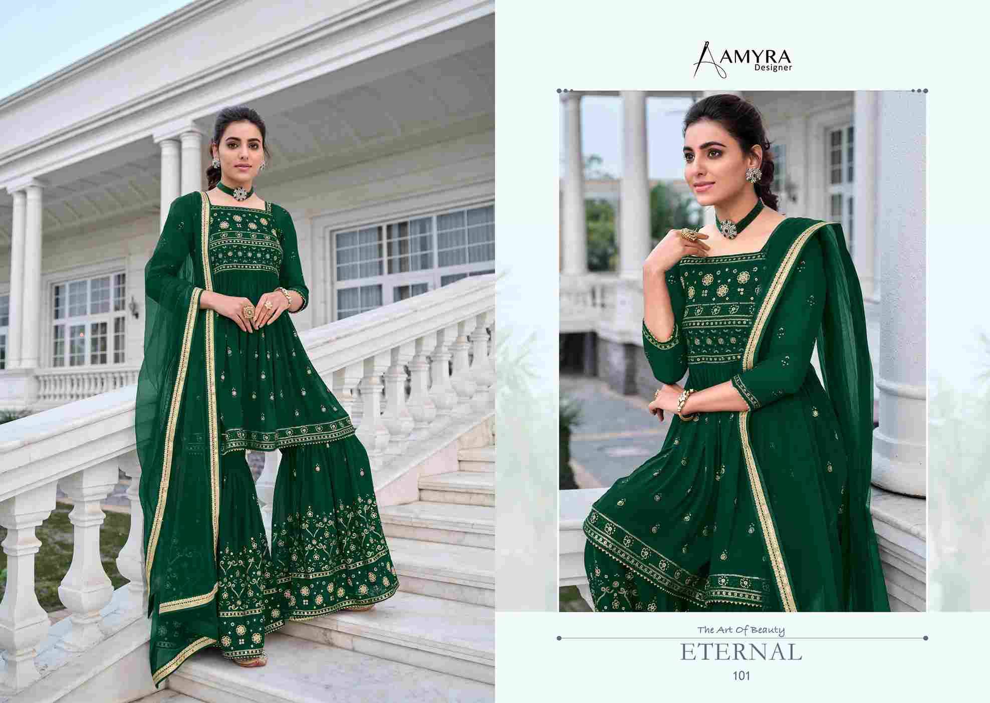Angel By Amyra Designer 101 To 104 Series Beautiful Stylish Sharara Suits Fancy Colorful Casual Wear & Ethnic Wear & Ready To Wear Heavy Georgette Embroidered Dresses At Wholesale Price