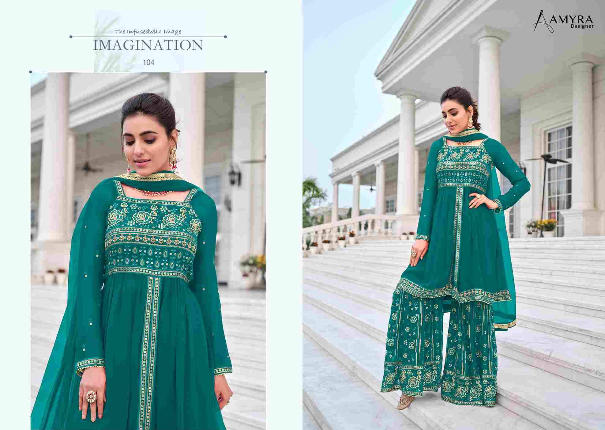 Angel By Amyra Designer 101 To 104 Series Beautiful Stylish Sharara Suits Fancy Colorful Casual Wear & Ethnic Wear & Ready To Wear Heavy Georgette Embroidered Dresses At Wholesale Price