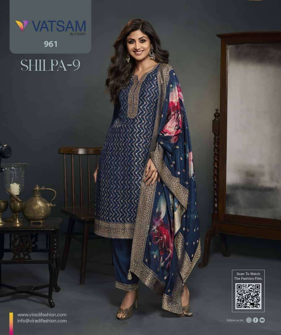 Shilpa Vol-9 By Vatsam 961 To 965 Series Designer Festive Suits Collection Beautiful Stylish Fancy Colorful Party Wear & Occasional Wear Pure Viscose Dola Dresses At Wholesale Price