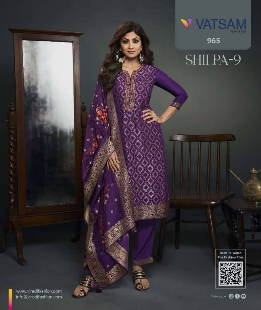Shilpa Vol-9 By Vatsam 961 To 965 Series Designer Festive Suits Collection Beautiful Stylish Fancy Colorful Party Wear & Occasional Wear Pure Viscose Dola Dresses At Wholesale Price