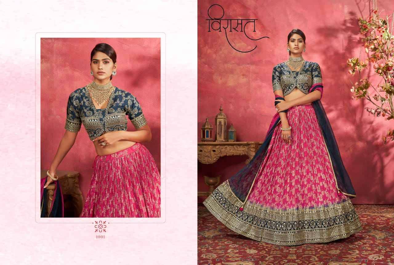 Guldasta By Virasat 4001 To 4003 Series Bridal Wear Collection Beautiful Stylish Colorful Fancy Party Wear & Occasional Wear Jacquard Lehengas At Wholesale Price