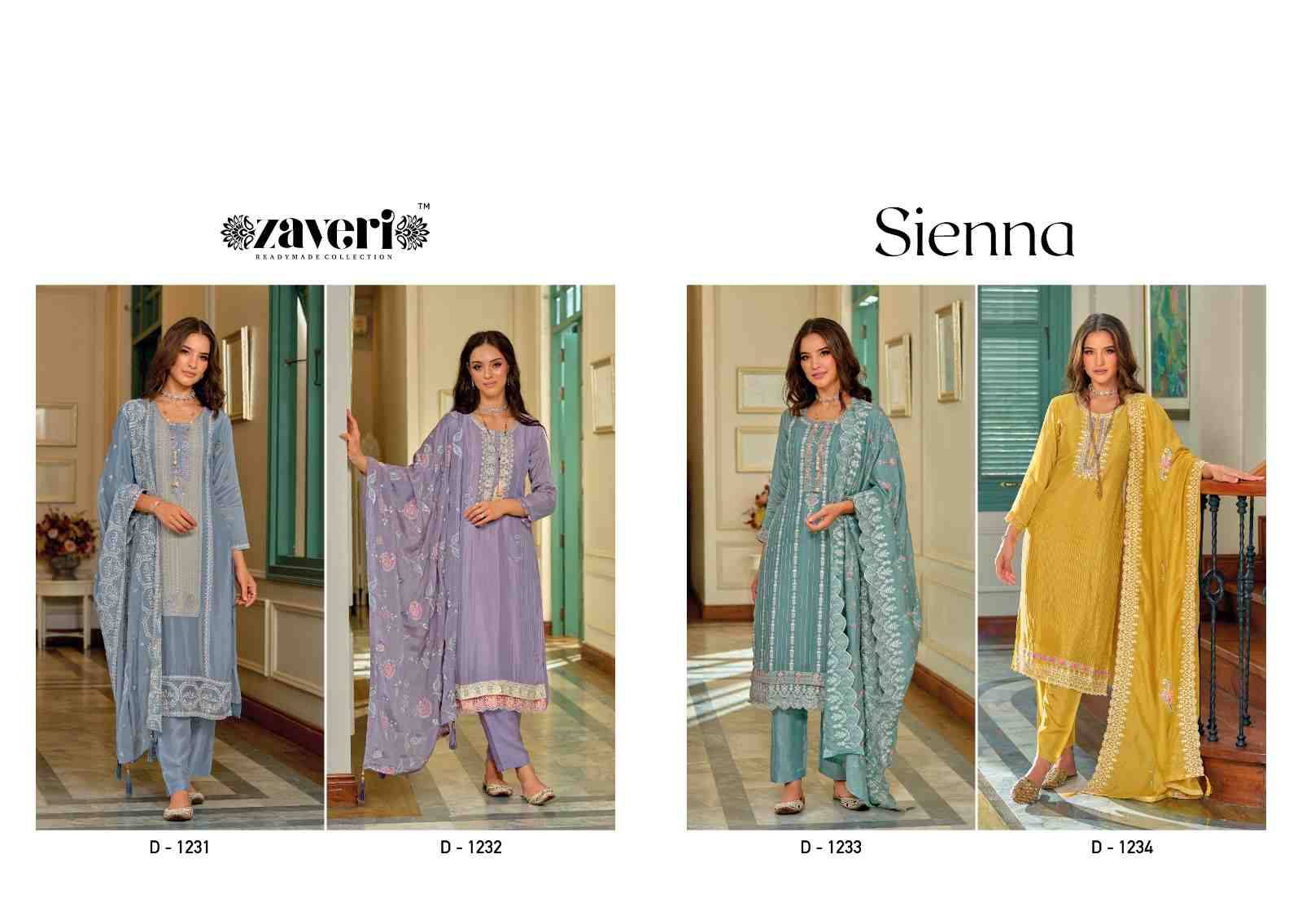 Sienna By Zaveri 1231 To 1234 Series Designer Festive Suits Collection Beautiful Stylish Fancy Colorful Party Wear & Occasional Wear Premium Silk Embroidered Dresses At Wholesale Price