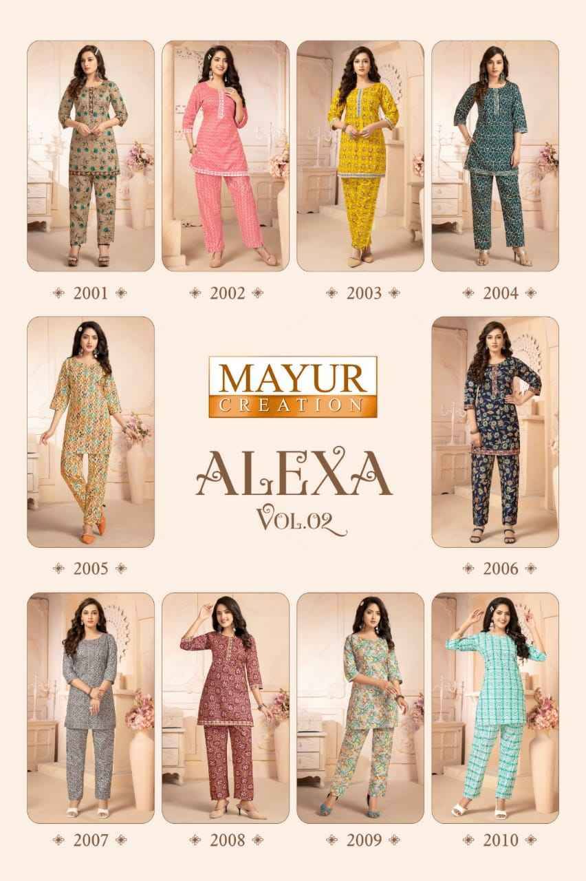 Alexa Vol-2 By Mayur Creation 2001 To 2010 Series Designer Stylish Fancy Colorful Beautiful Party Wear & Ethnic Wear Collection Pure Cotton Print Co-Ord At Wholesale Price