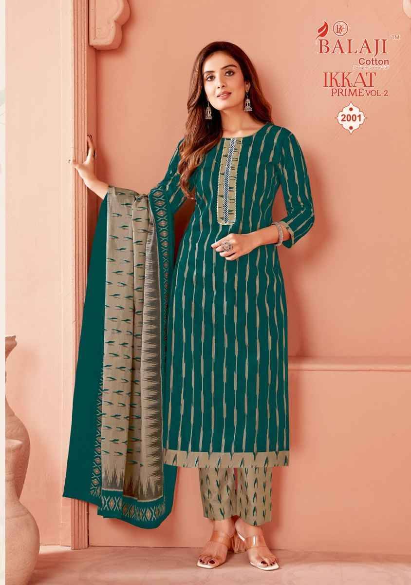 Ikkat Prime Vol-2 By Balaji Cotton 2001 To 2012 Series Beautiful Suits Colorful Stylish Fancy Casual Wear & Ethnic Wear Pure Cotton Print Dresses At Wholesale Price