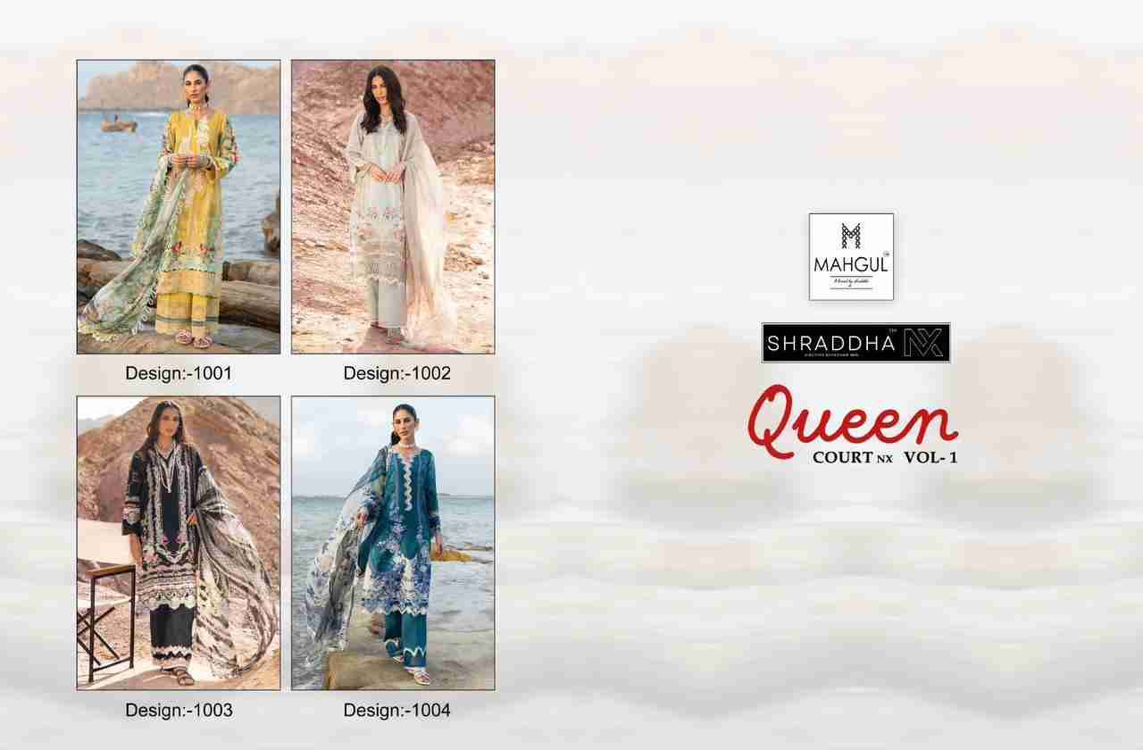 Queen Court Vol-1 Nx By Shraddha Nx 1001 To 1004 Series Beautiful Pakistani Suits Colorful Stylish Fancy Casual Wear & Ethnic Wear Lawn Cotton Print With Embroidered Dresses At Wholesale Price