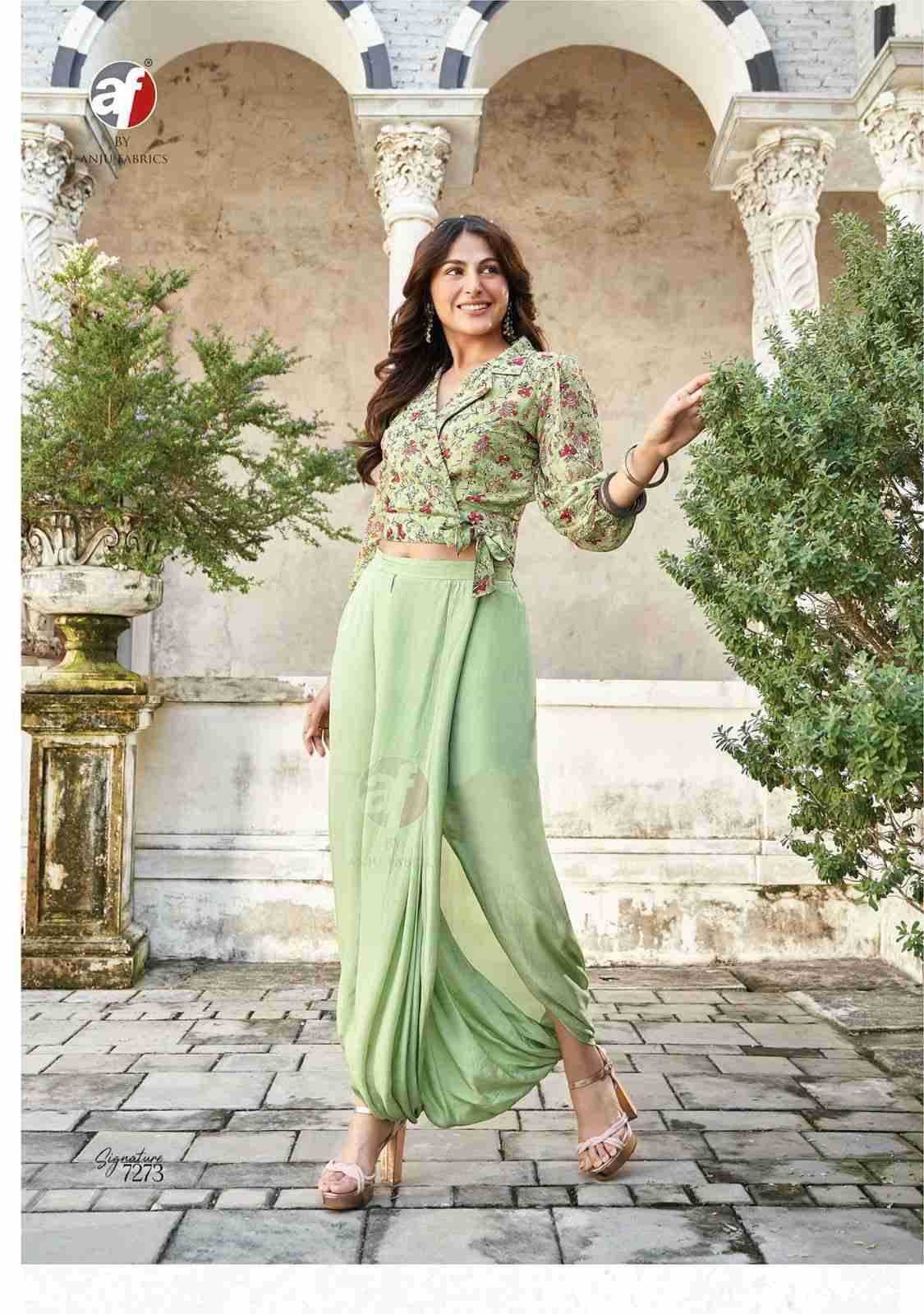 Signature By Anju Fabrics 7271 To 7274 Series Designer Stylish Fancy Colorful Beautiful Party Wear & Ethnic Wear Collection Pure Viscose Georgette Tops With Bottom At Wholesale Price